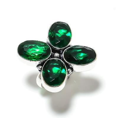 Natural Chrome Diopside Gemstone 925 Sterling Silver Ring Size Adjustable Q3y82