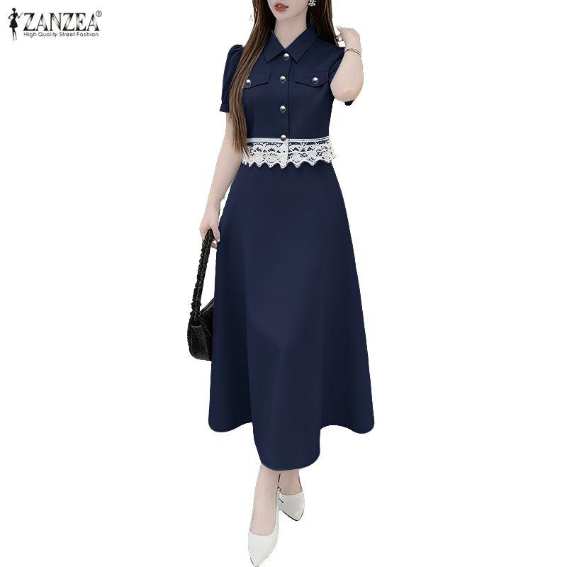 ZANZEA Dámské letní dvoudílné oblekové soupravy s krátkým rukávem a dlouhou sukní