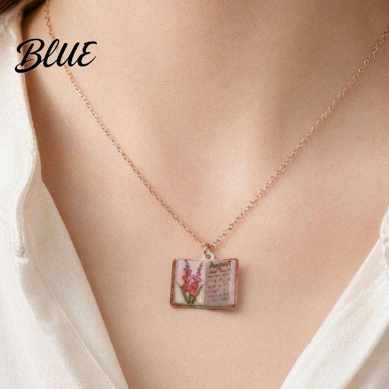 Stylish Women Necklace Birth Flower Necklace Floral Book Pendant January