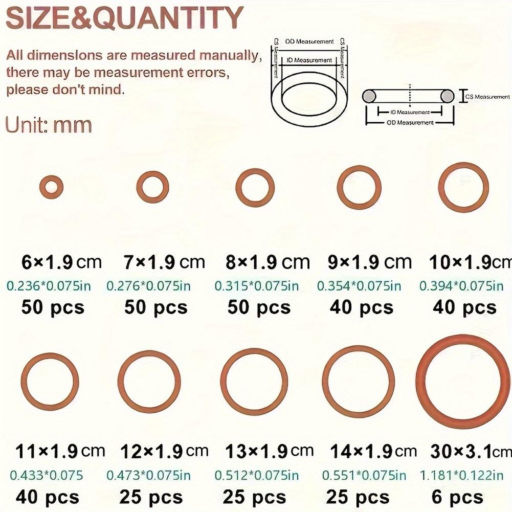 351pcs Silicone O Set, 10 Sizes, Oil And Heat Resistant,  O Combo Pack Suitable For Automotive Repair, Water Pipe Seal