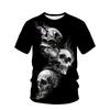 Quick Dry T-shirt 2025 Summer 3D Skull Print T-shirt Casual Short Sleeve Round Neck Tropical Style Breathable Great for Summer a