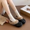 Fashion small fluffy shoes Birkenstock head half slippers wear autumn and winter new plush snow boots slippers