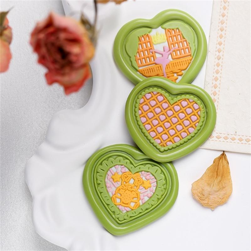 Heart Series Sealing Wax Stamp Head Heart Shaped Wax Seal Stamp for Envelopes Wedding Invitation Decorations Brass