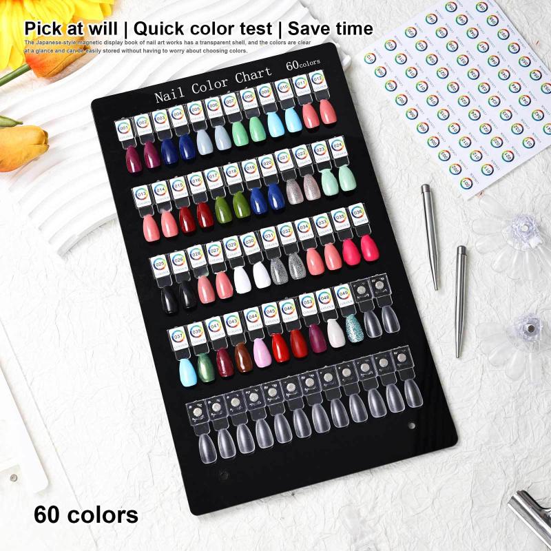 Premium Acrylic Nail Color Plate Magnet Nail Tips Display Board Comparison Color Card With Number Stickers For Nail Salon