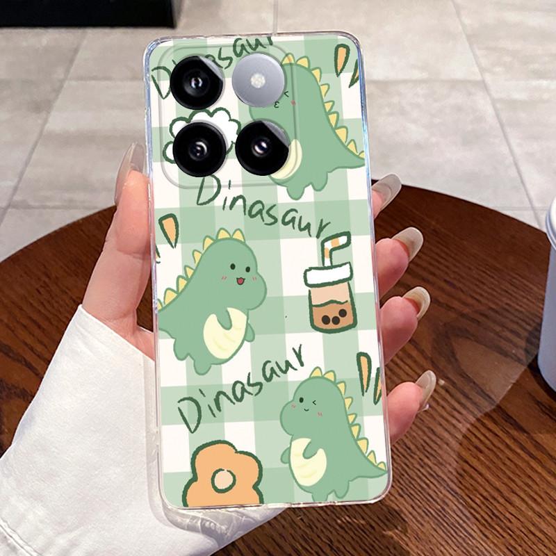 Jelly Casing For Xiaomi 14T 14TPro Clear Silicone Soft TPU Back Cover For Xiaomi 14T Pro Cute Cat Rabbit Heart Protective Case