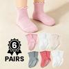 6 Pairs Ruffled Design Infant Socks Breathable Fabric Newborn Socks All Season Socks  for Girls