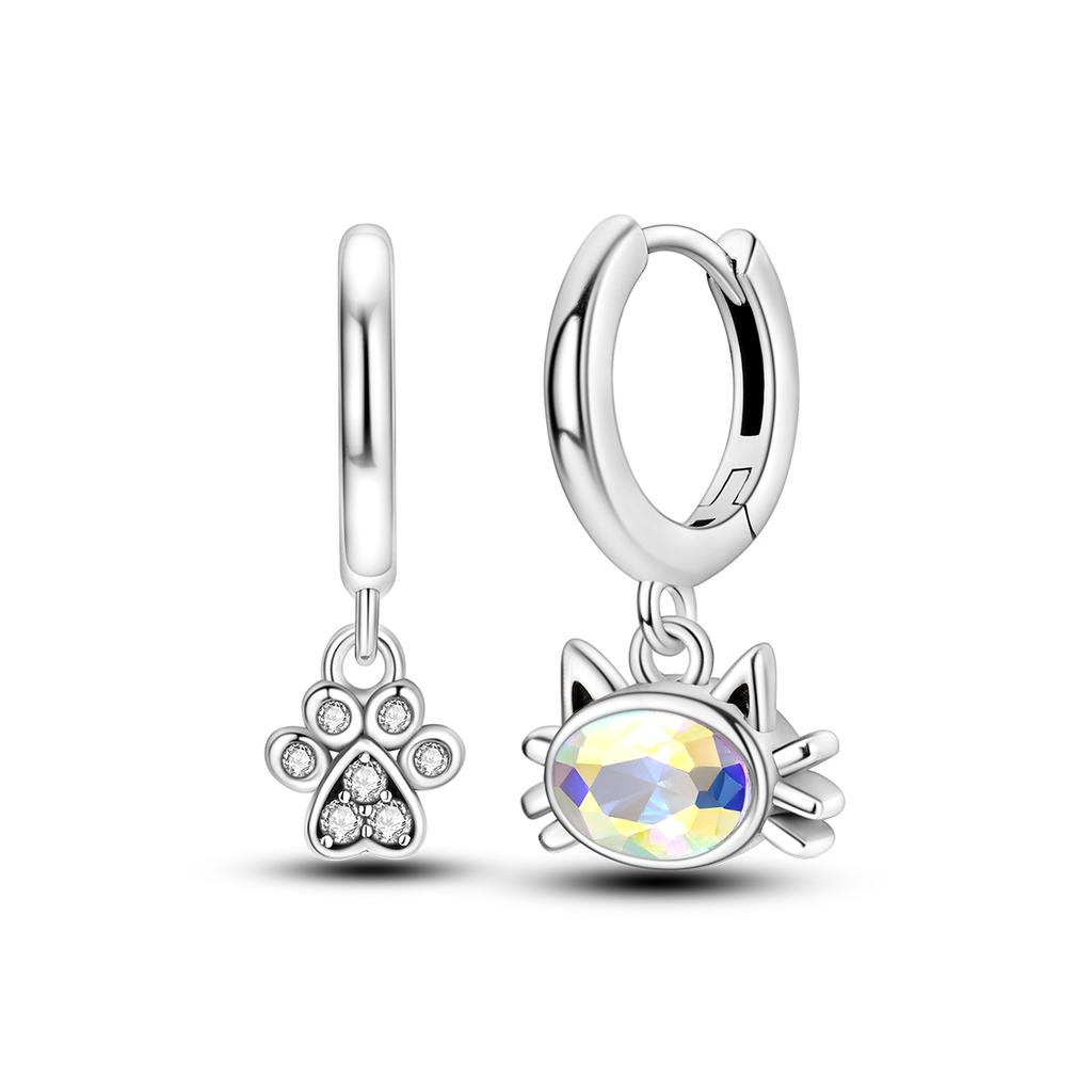 Vendita Calda Orecchino a Cerchio in Argento 925 per Donna Geometria Cuore Piuma Gatto Pendientes Gioielli alla Moda