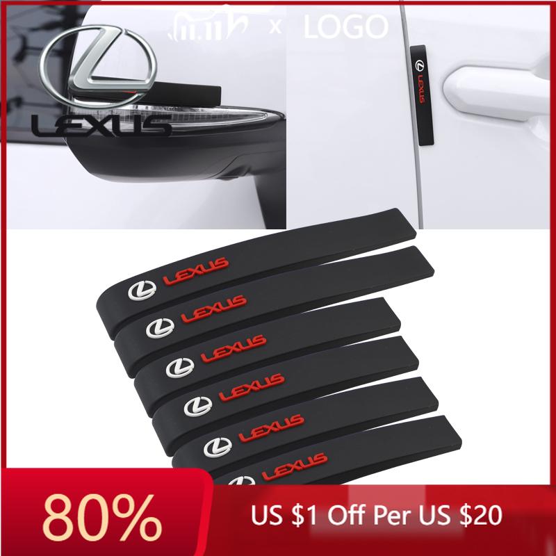 2026 Hot Interior Stickers 6Pcs Rubber Car Anti-Collision Bumper Strip Guards Protector Stickers For Lexus F SPORT GX460 Ct200h