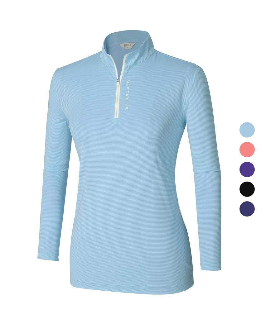 2ELA Women'S Ice Mood Cooling Zip-Up Long Sleeve T-Shirt 5 Colors (Type B)