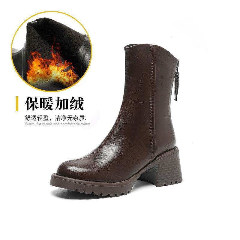 

Женские ботинки Мартин на толстой подошве в британском стиле 2024 новые осенне-зимние кожаные ботинки средней высоты с косым ретро толстым каблуком короткие ботинки 40