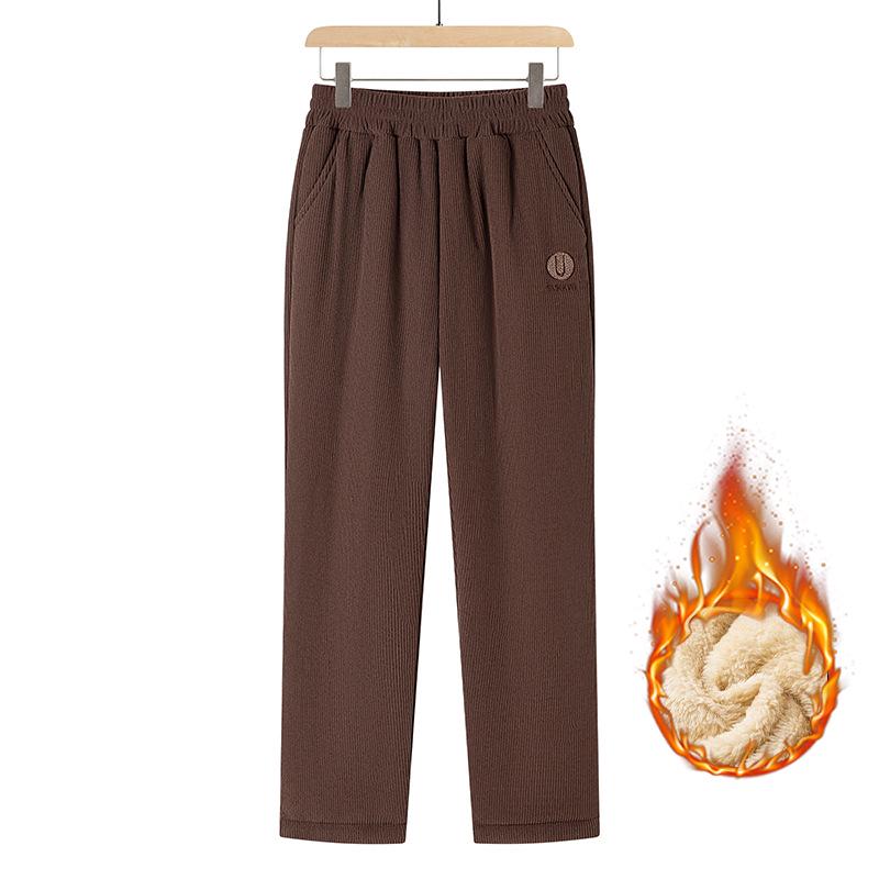 Women's Winter Plus Velvet Thickened Cotton Pants for Elderly: Warm, Loose Straight-Leg Fit for Grandma