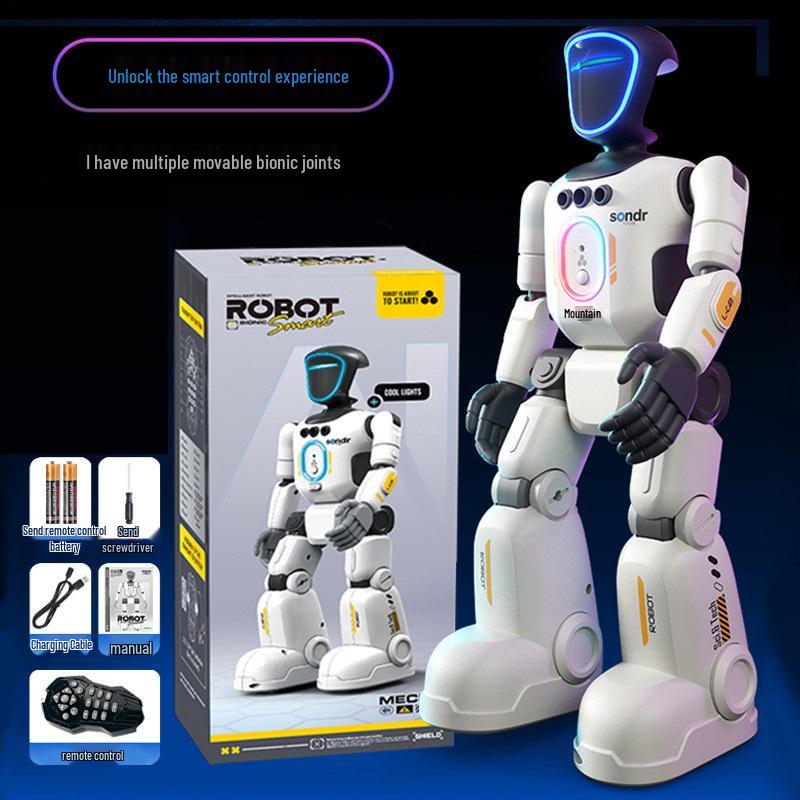 Smart AI Robot Dog with Voice Dialogue, Remote Control, Call Function, Item Pickup & Cannonball Shooter