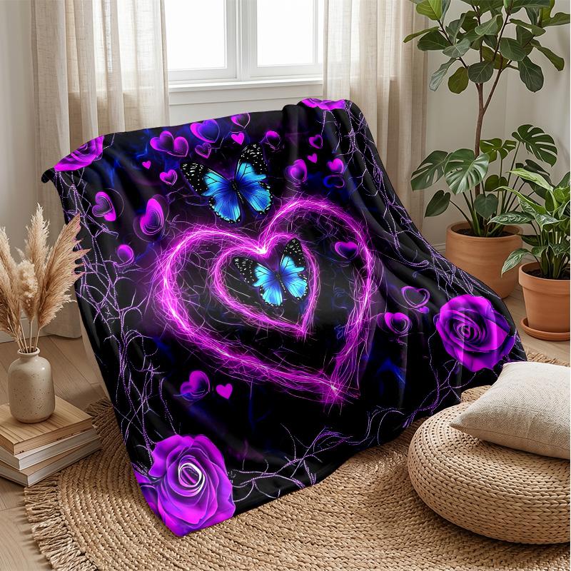 

Butterfly Flower Art Collage blanket Personalized Name Flannel Blanket Soft Cozy Plush Throw for Sofa Bed Lightweight Home Decor 75x90cm