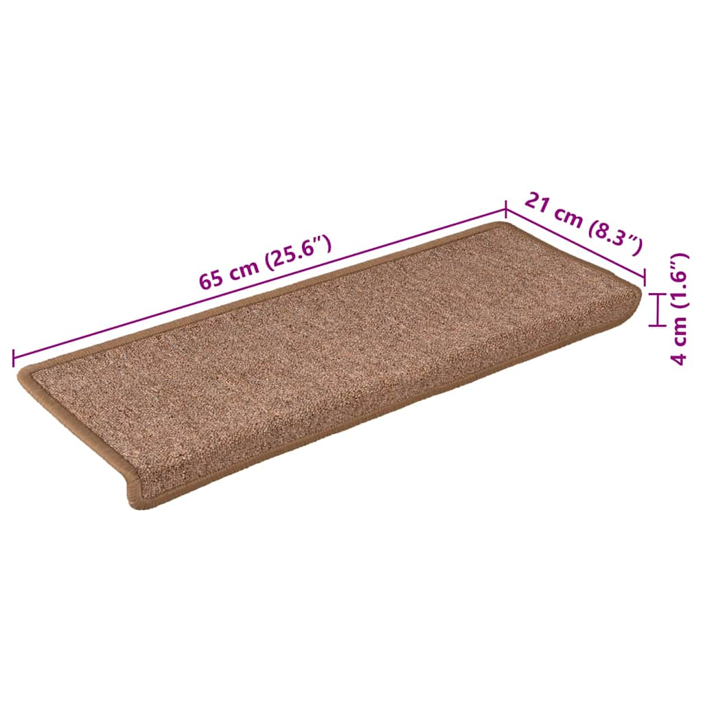 Step Mats 30 Pcs. 65 X 21 X 4 Cm Brown Rectangular Edge