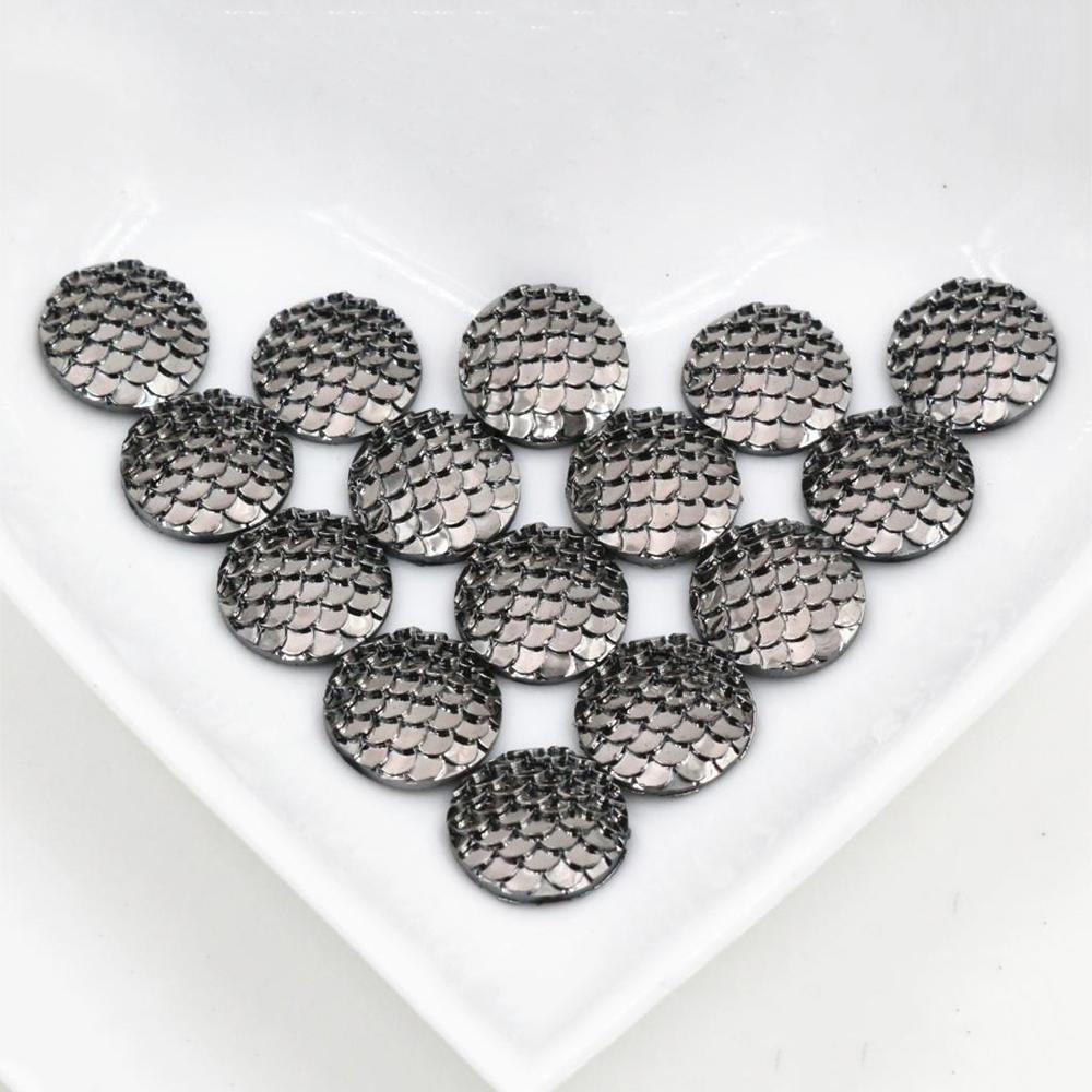 40pcs 8mm 10mm 12mm Mix Colors Mermaid Fish Scale Flat back Rhinestone Round Cabochon Embellishment Scrapbooking DIY Crafts