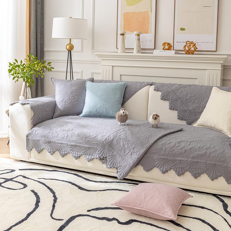 Pink Cotton Sofa Cushion Universal In All Seasons, Simple Modern Fabric Non-Slip Solid Wood Quilting Mat, Pure Cotton Cover In Summer