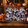 Thick Canvas Bag Halloween Storage Bag, with Colorful Cartoon Ghost Print, Durable Portable Makeup Zipper Large Capacity Lightweight Travel Toiletry