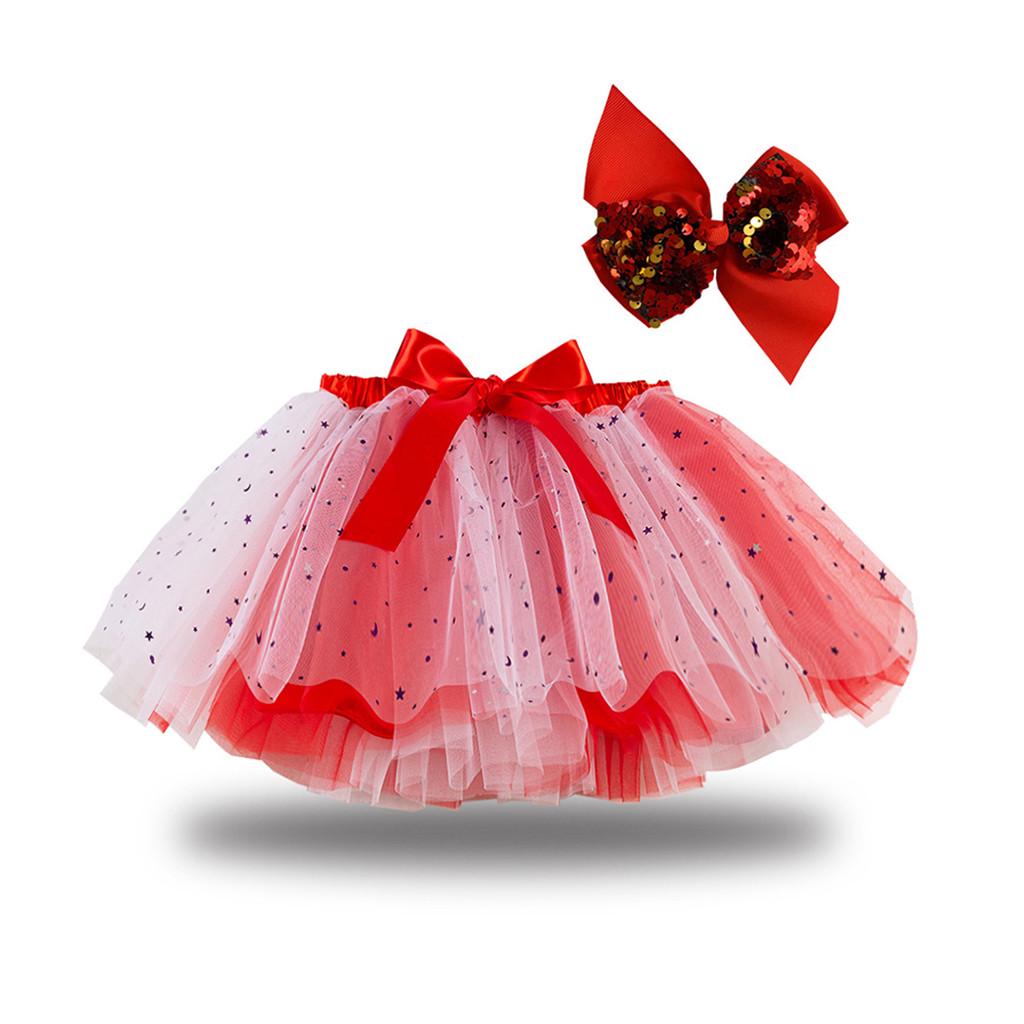 Kinder Mädchen Party Tanz Ballett Kostüm Patchwork Tüllrock + Schleife Haarspange