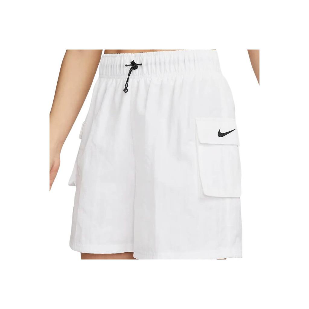 Nike Sportswear Essential Logo Elastic Waist Loose Shorts Women Bottoms White DM6247-100