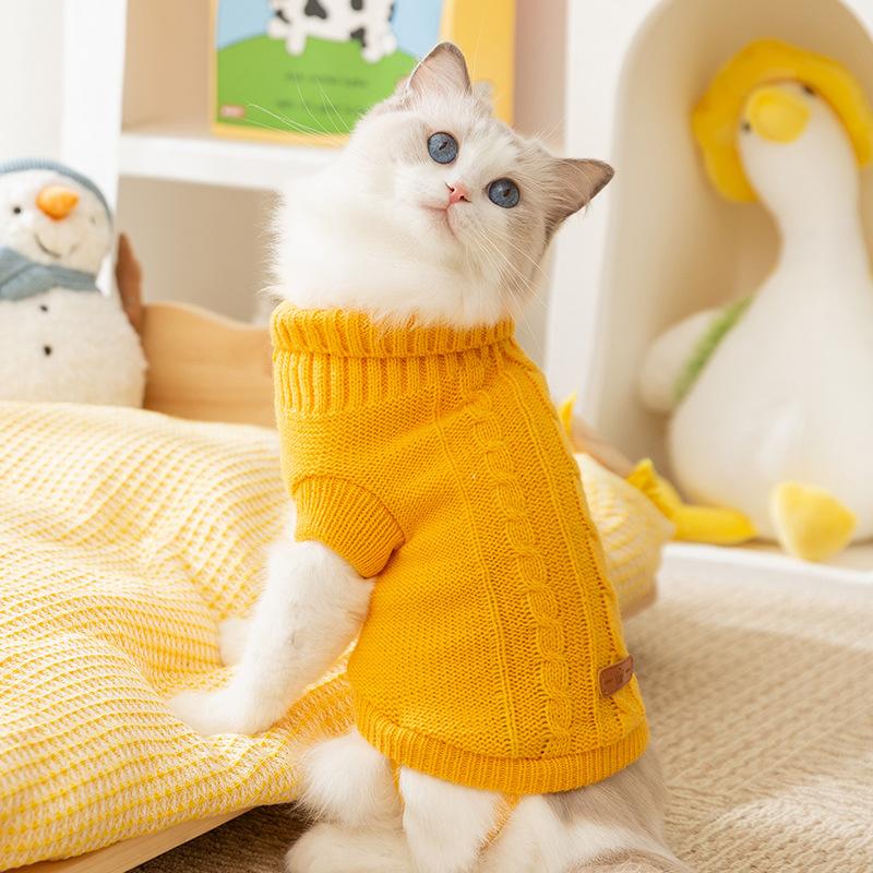 

Pet clothing Autumn and winter adult cat kitten hairless cat warm simple knitted sweater anti-break free dog cat clothes XS (recommended weight 1-1.5kg)