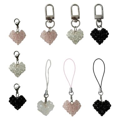 Stylish Pendant with Crystal Heart Unique Heart Keychain Pendant Personalized Keyring Jewelry Phone Chain Ornament