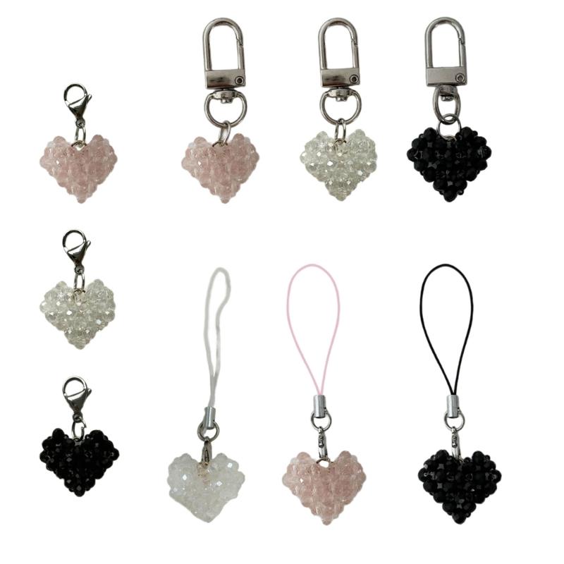 Fashionable Pendant for Furniture Stylish Crystal Heart Keychain Heart shaped Pendant for Home and Car Decorations