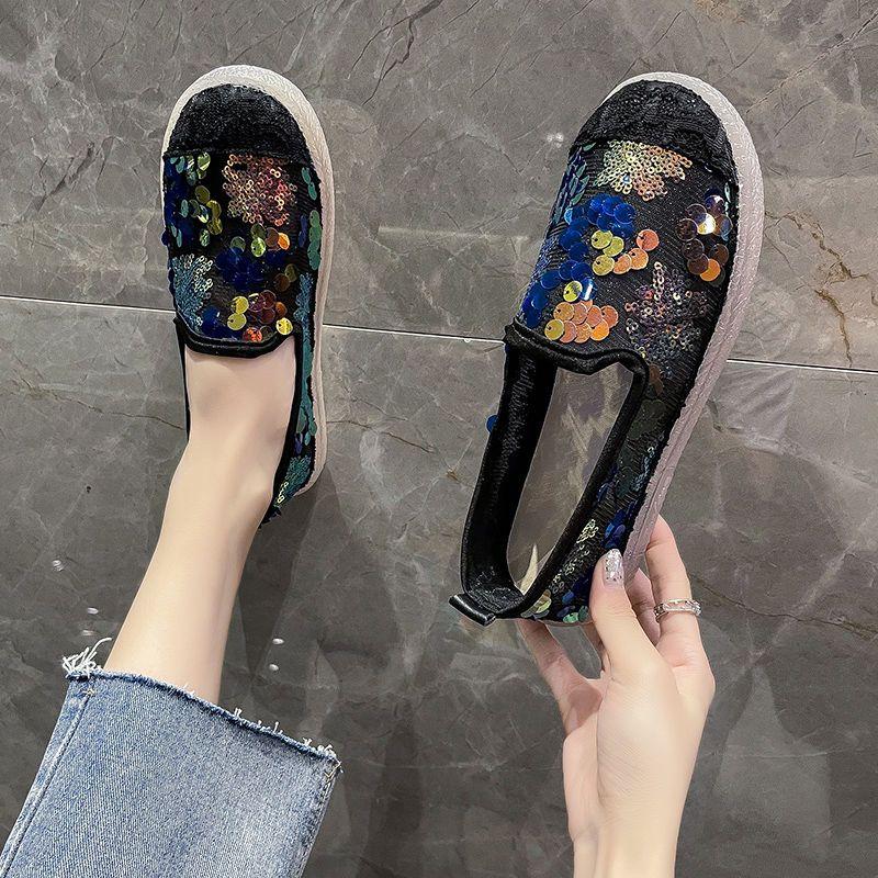 

Модные летние туфли-лоферы из сетки с пайетками для женщин, дешевая ликвидация, корейский стиль, высокое качество, модные слипоны, женские балетки 35