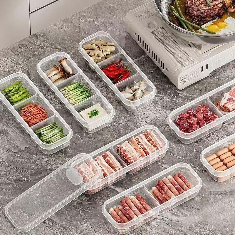 2/3 Compartments with Breathable Plug for Good Sealing Narrow Seam Refrigerator Fresh-keeping Box Frozen Meat Vegetable Food