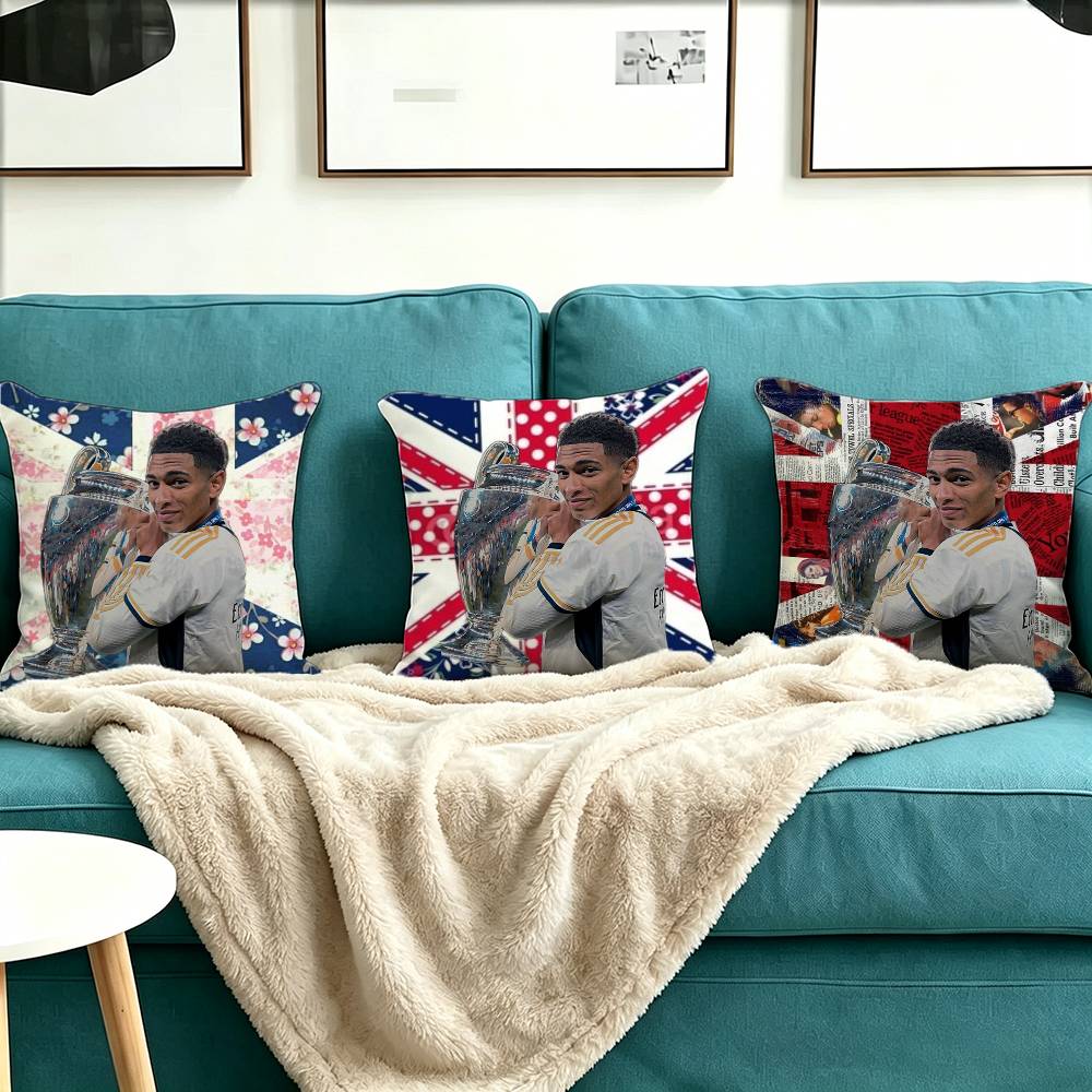 J-Jude Bellingham Football STAR Pillow Case Square Double-Sided Sofa Cushion Cover Bedroom Bedside Pillow