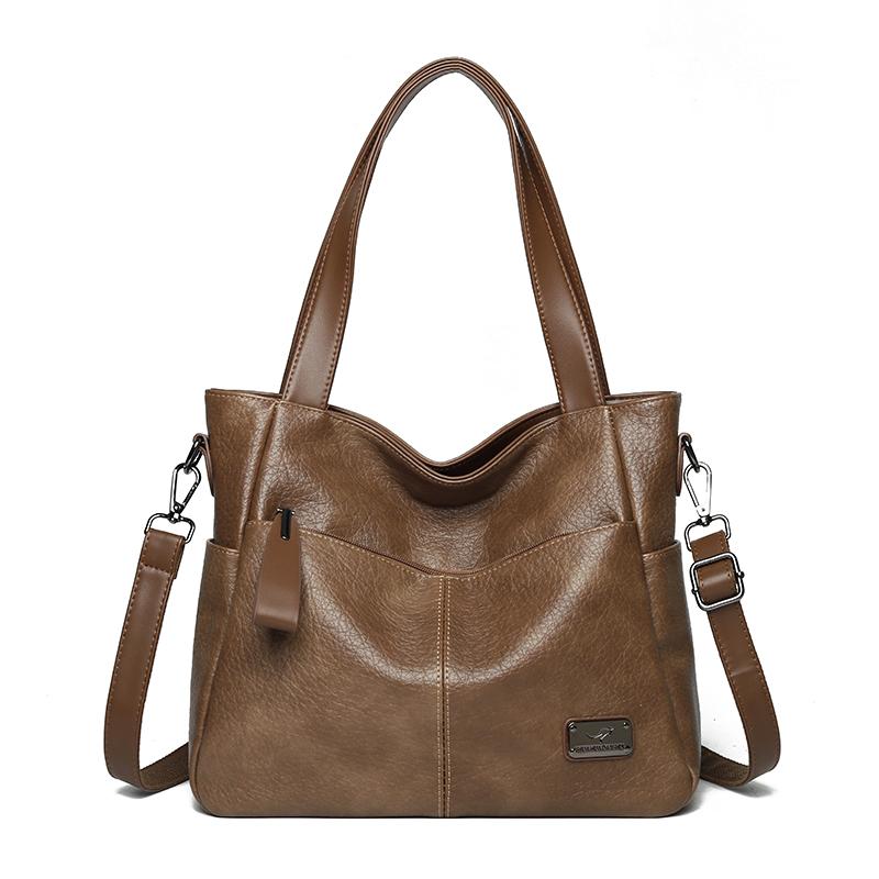 Women's PU Tote Bag Vintage Large Capacity Underarm Shoulder Bag Handbag