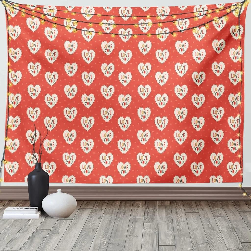 Colorful Watercolor Heart Pattern Tapestry Office Living Room Decoration Home Wall Tapestry