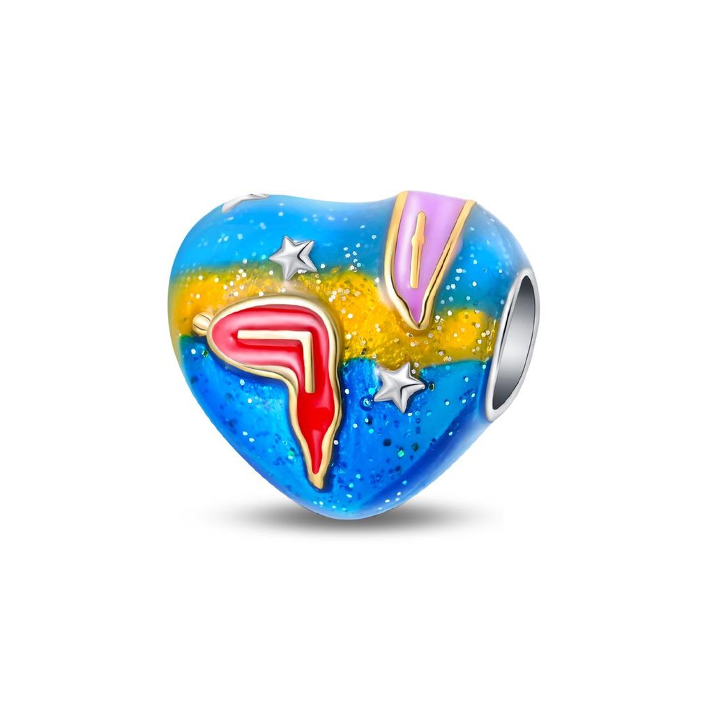 S925 Silver Iris Flower Starry Sky Sunflower Pendant Clasp Bead Bracelet DIY Jewelry Accessories