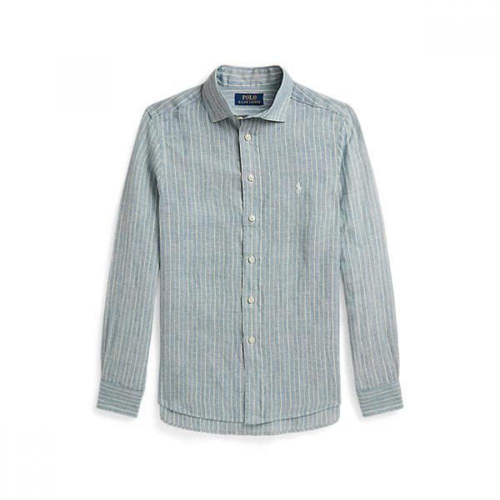 Polo Ralph Lauren Boys 8 18 Years Stripe Linen Shirt Cwpowovy6820663999 S