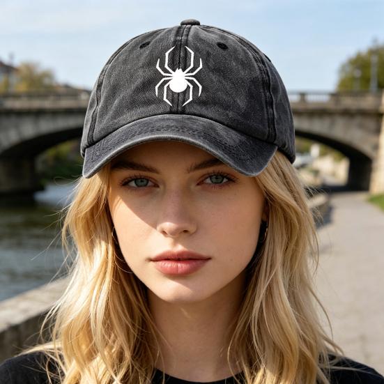 Embroidery Pattern Baseball Hat, Adjustable Back Buckle Retro Distressed Style Baseball Cap, Washed Cotton Fabric Outdoor Sunshade Hat
