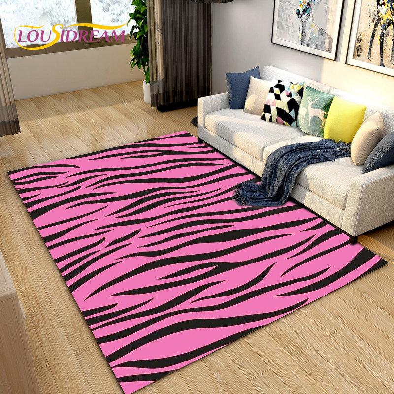 3D Color Series Zebra Pattern Area Rug Large,Carpet Rug for Living Room Bedroom Kitchen Doormat Decoration, Non-slip Floor Mat
