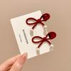 2 Stück Neujahr Rote Schleife Haarspange für Frauen Niedliche Kleine Perle Seitenclip Schleife Haarnadel Mädchen Party Kopfschmuck Haarschmuck