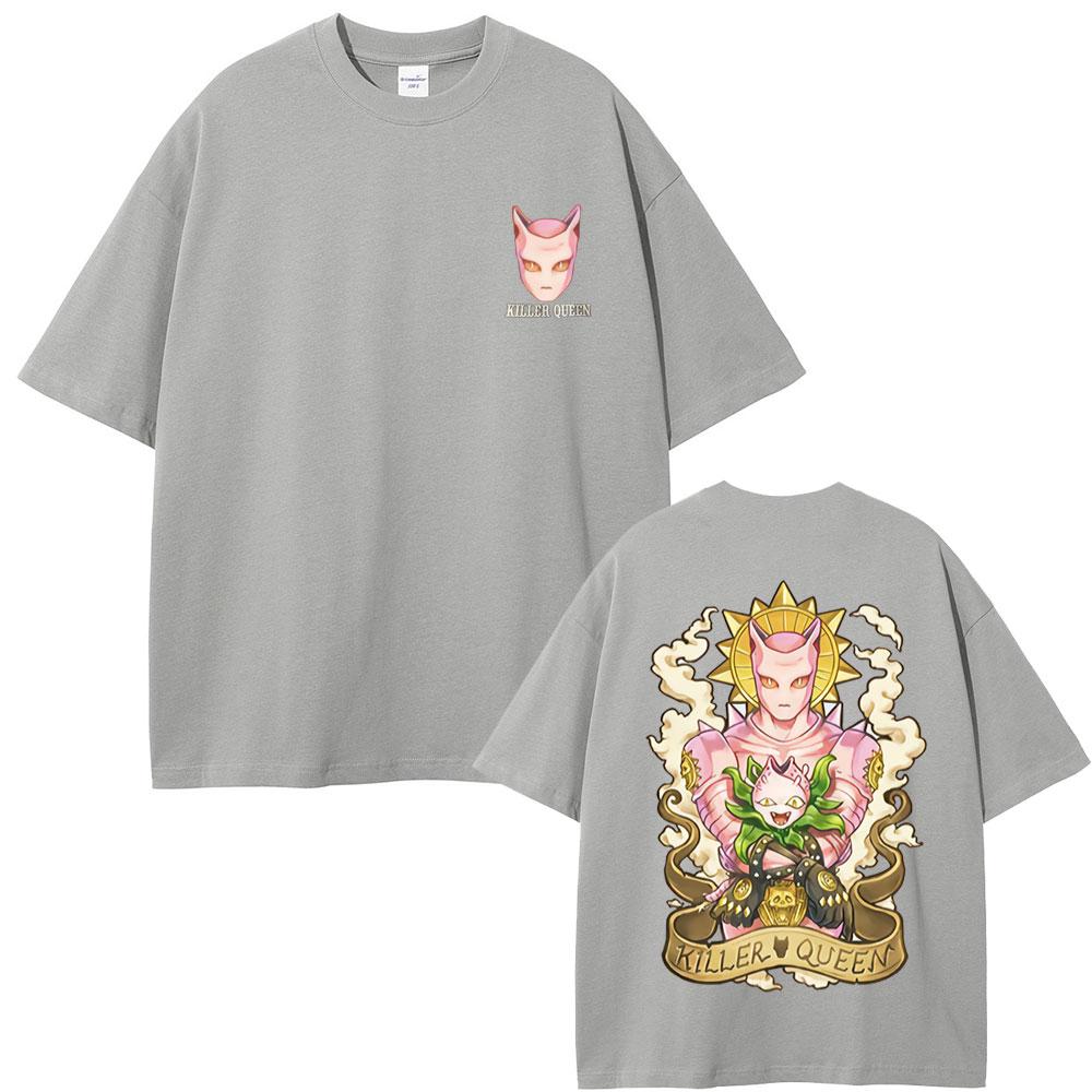 Anime JoJo Bizarre Adventure Killer Queen T-shirt Men Women Casual Cotton Short Sleeve T-shirts Unisex Manga Vintage T Shirts