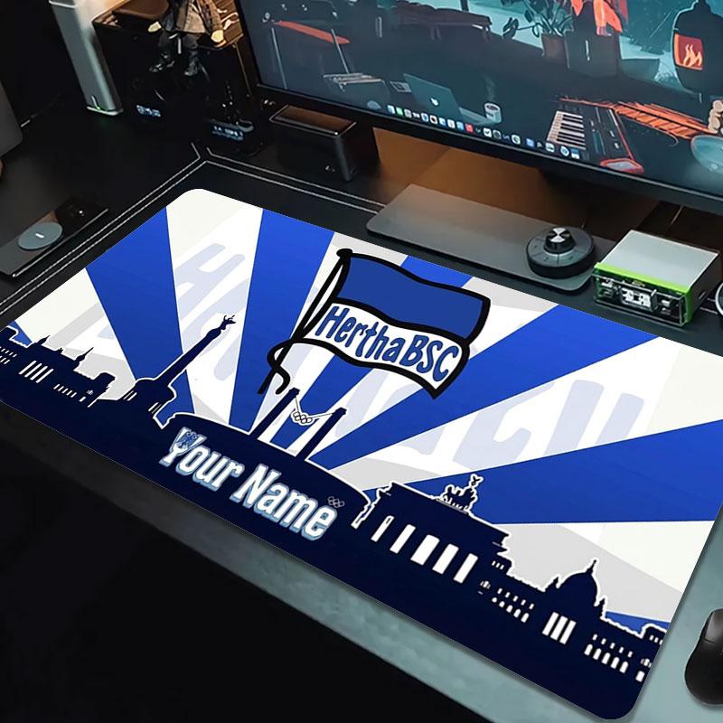 Hertha BSC Benutzerdefinierter Name Große Größe Mauspads Große Gaming Tischunterlage Rutschfest Laptop Tablet Großes Mauspads XXL Matte Mini-PC Spielmatte Mit Verriegeltem Rand