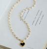 Romantic Black Love Heart Natural Freshwater Pearl 14K Gold Filled Female Necklace  For Women Wedding Gifts No Fade