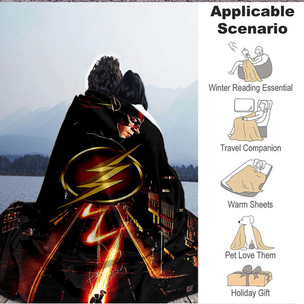 1pc Flash Superhero Blanket Lightweight Flannel Throw For Sofa, Bed, Travel, Livingroom, Office, Couch, Chair, And Bed