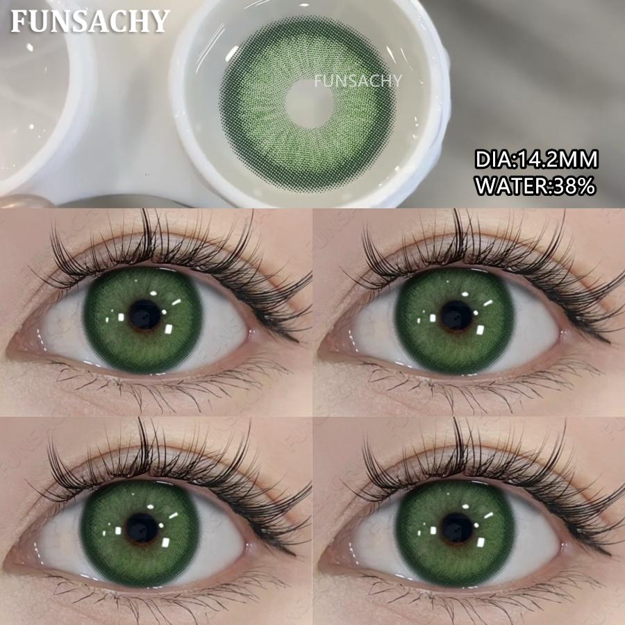 

FUNSACHY 1 пара новых синих корейских линз, натуральные коричневые цветные контактные линзы, серые мягкие линзы, косметика на год, макияж для глаз, контактные линзы