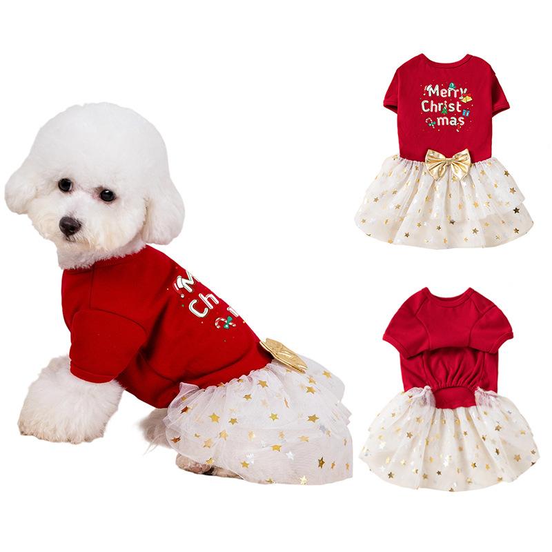1pcs Christmas Winter Pet Clothes Two-Leg Dress for Dogs Cats Polyester Fabric Holiday Outfit Dog Decoration Supplies