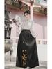 6516 Frühlings-Hanfu-Set: Besticktes florales Langarm-Oberteil + Pferdekopf-Rock