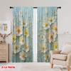 2pcs 2D Flat Printing Scene Curtains White Flowers Bloom Softly Digital Printed Polyester Drapes Festive Curtains Use for Booths