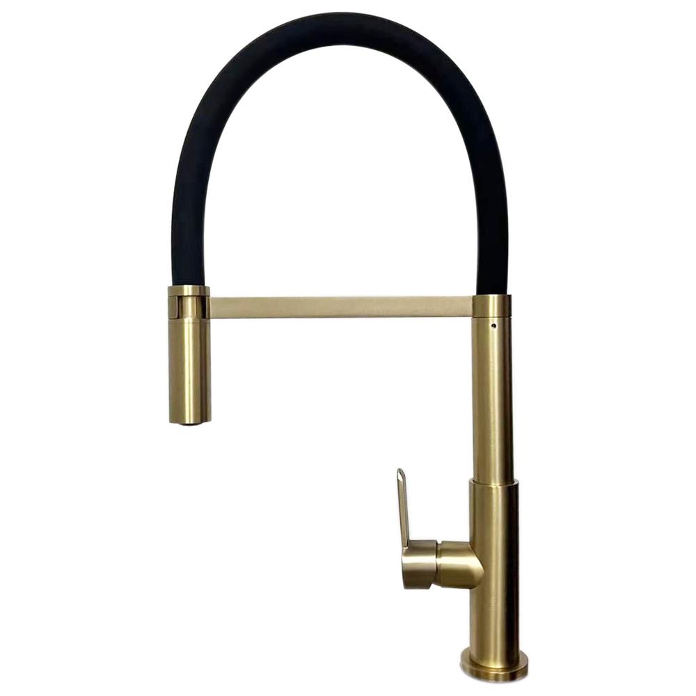 Premium Deck Mounted Pre-Rinse Pull-Down Kitchen Sink Mixer Faucet Taps with Gooseneck pull out Spray Single Lever Metal Handle