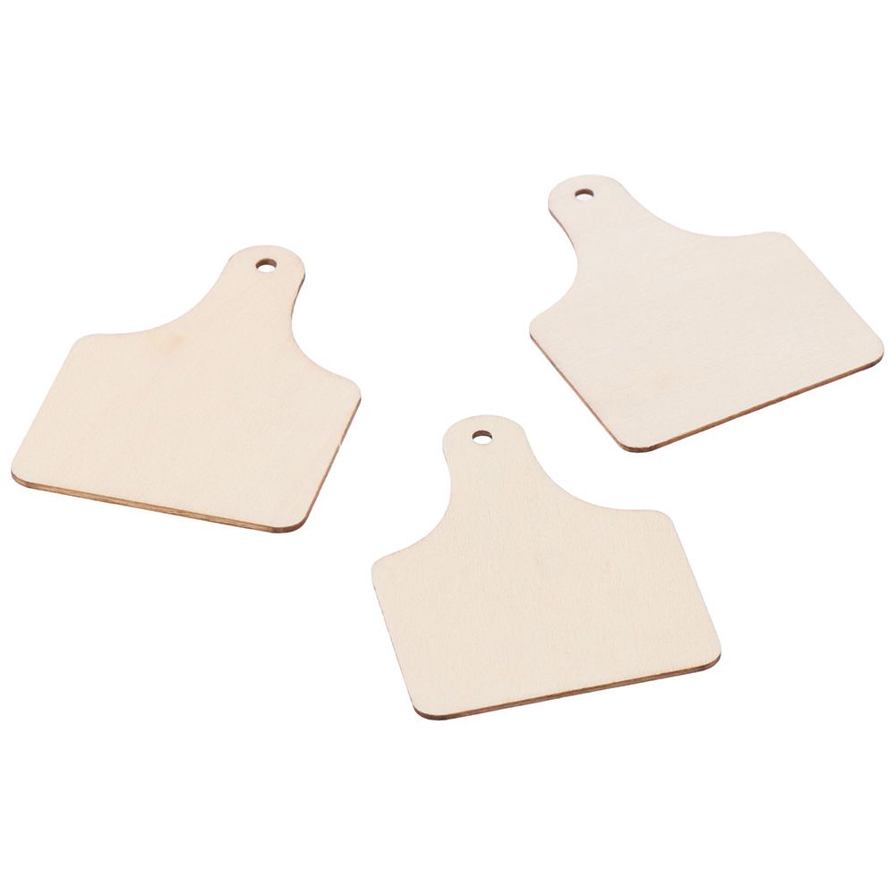 40pcs With Ropes Unfinished Wooden Cutouts Unfinished Blank Cow Ear Tags Cutouts Wooden 2.5x2in Farmhouse Blank Home Party