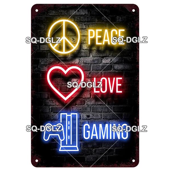 SQDGLZ Vintage Game Zone Neon Metal Sign Tin Sign Plate Home Bar Door Wall Decor Sticker Man Cave Decoration Plaque Poster Gift