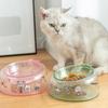Elevated Cat Bowl Anti-Tip Plastic Raised Pet Feeding Dish With Tilted Edge Neck Protection Kitty Food Bowl