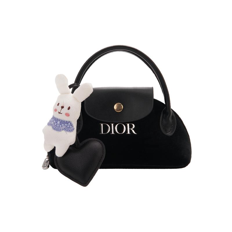 

DIOR [Customized Cosmetic Bag] Brown Sugar Bunny Simple Cute Versatile Everyday Portable Black Handbag Velvet Storage чорний