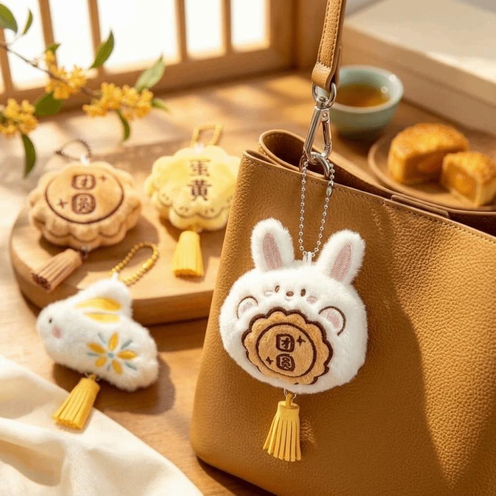 Cartoon Bunny Plush Pendant Miniature Bag Ornament Creative Mooncake Hanging Decoration Mid-Autumn